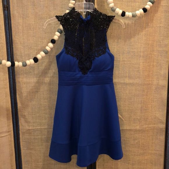 Emerald Sundae Blue Black Lace Dress Size Small - Picture 1 of 4